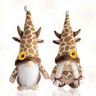 2PCS Hiasan Plush Gnome Zirafah, Hiasan Gnome Gaya Rumah Ladang untuk Rumah, Hiasan Bunga Matahari G