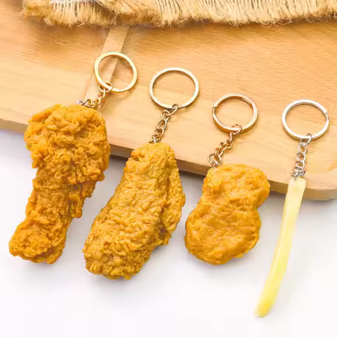 Fried Chicken Simulation Food Keychain French Fries Drumstick Chicken Nuggets Key Chain Restaurant C