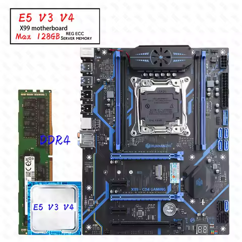 HUANANZHI CD4 X99 Motherboard CPU Kit Xeon with E5 V3 V4 DDR4 RAM Support M2 NVME 8 SATA Server Suit