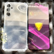 (COMBO F26) SAMSUNG A24 4G - Shockproof Clear Flexible Case and OG Full Screen Tempered Glass