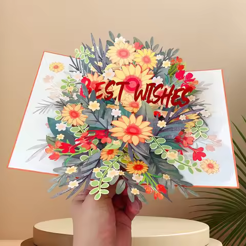 New 3D Pop up Card Daisy Ornament Greeting Cards Best Wishes Invitations Congratulation Card Birthda