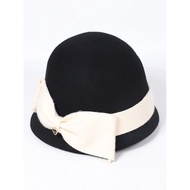 ฤดูใบไม้ผลิผู้หญิงแฟชั่นหมวกขนสัตว์สำหรับคริสตจักรฤดูหนาวที่สง่างามสาวสีดำหมวกเบเร่ต์ฝรั่งเศสหมวกสุภ