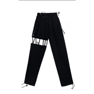 Blackpink Lisa เสื้อยืดแขนยาวลายพราง + กางเกงเอวสูงทรงหลวมสไตล์เกาหลีสําหรับผู้หญิง