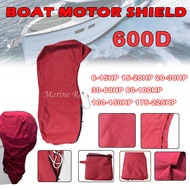 600D Red 6-225HP Yacht Half Outboard Motor Engine Boat Cover Anti UV Dustproof Cover Marine Engine Protection Waterproof