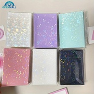 OPENMALL 50Pcs Laser Heart Shaped Glittering PP Card Sleeves Protective Film Card Protection For Id 