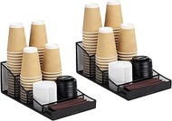 Mind Reader Cup and Condiment Station, Set of 2, Countertop Organizer, Coffee Bar, Metal Mesh, 8.5" 