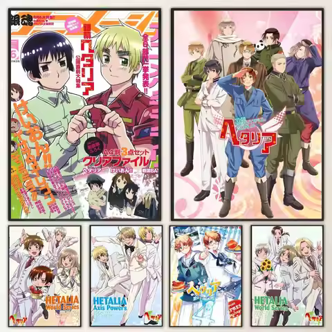 Anime Hetalia The Beautiful World Poster Self-adhesive Art Waterproof Paper Sticker Coffee House Bar