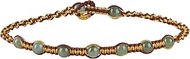Infinityee888 Jade Anklet yellow brown adjustable woven cord Feng Shui for Men,Women Ankle Bracelet-