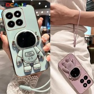 Silicone Shockproof Cover For Vivo X200 FE X200FE Electroplated Cartoon Astronaut Kickstand lanyard 