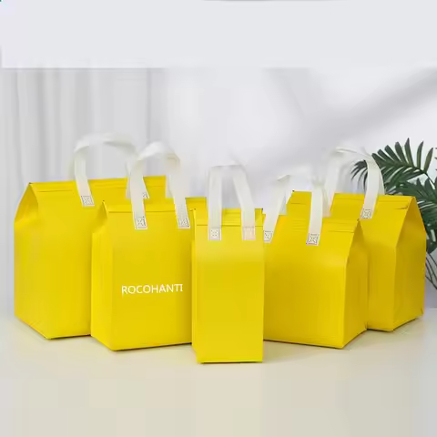 50pcs Custom Logo Size Disposable Non Woven Aluminum Foil Thermal Insulation Lunch Insulated Cooler