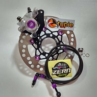ชุด3ชิ้น ปั๊มล่าง1พอท46 สีม่วง เวฟ110i 2009-2025 + จานสีดำหมุดม่วง + สายเบรคฟันเฟือง ดำตัดม่วง เวฟ11