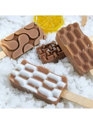 1套/2入組4個方格地磚造型硅膠模具，可用於製作冰棒，冰淇淋，芝士蛋糕和冰塊，尺寸為8.35*4.8英寸，是製作冰淇淋和冷凍食品的家製手工烘焙配件