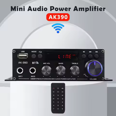 AK390 Mini Audio Power Amplifier 2CH 40W+40W for Car Home Use Bluetooth Amplifier AMP U Disk Music P