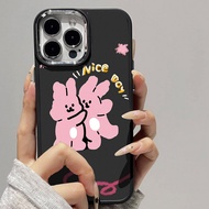 Casing for iPhone 13 13Promax 15Promax 7plus 8 7 8plus 6plus 12 15 X XR XS MAX 12Promax 11Promax 11 14 Cute Pink Rabbit Metal Photo Frame Drop Protection Soft Case
