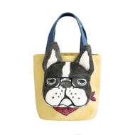 Kusuguru Japan 手提包 臉部表情鬥牛犬造型 小巧托特手提包-黃色