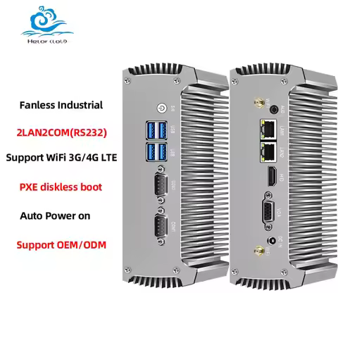 Inter Core i3 i5 i7 Industrial Mini PC Support WiFi 3G/4G LTE Linux Pfsense Computer with 2xLAN 2xRS