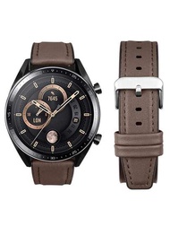 1 件深棕色柔軟舒適矽膠皮革錶帶相容華為手錶/三星手錶/garmin 手錶/amazfit 手錶
