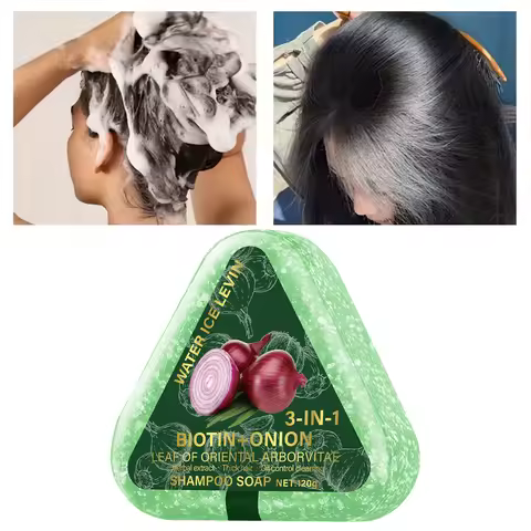 3-in-1 Biotin+Onion Shampoo Soap, Oriental Arborvitae Extract: Thickens Hair, Controls Oil, Moisturi
