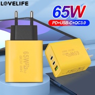 Fast Charging 65W Usb Charger - USB C Wall Charger - 3 Ports EU/US/UK 65W Usb C Charger - Quick Char