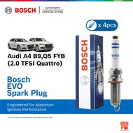 Bosch EVO Platinum Iridium Spark Plug 4pc Set Audi A4 B9 (8W2) and Q5 (FYB), 2.0 TFSI Quattro