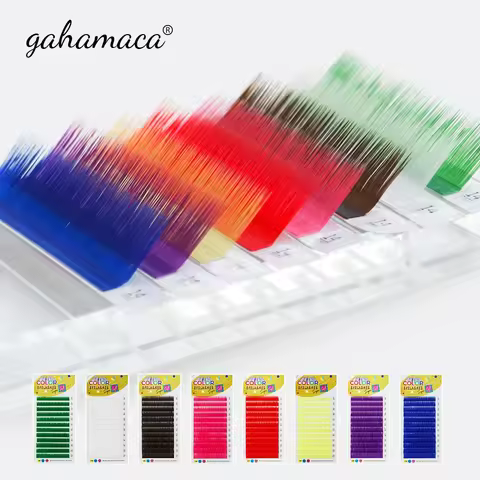 GAHAMACA Individual Color Lashes C/D/L/LU Curl 0.07/0.10mm 8-14mm False Lashes Eyelash Faux Colored 