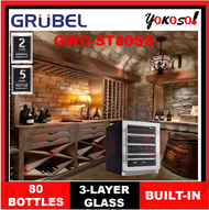 [FOR KLANG VALLEY ONLY] GRUBEL GWC-ST80SS WINE CHILLER / 3-LAYER GLASS DOOR / FREESTANDING/BUILT-IN 