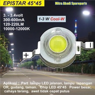 Hpl 3W/High Power Led 3W Epistar Cool/Cold White 45 *45 Mil - A6E757