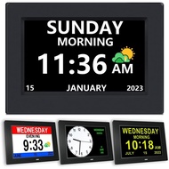 DST Digital Clock with Date and Day of Week for Elderly-12 Alarms Medication Reminder Dementia Alzhe