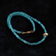 天然原礦磷灰石 純銀鎏金琺瑯彩轉運環設計項鍊多圈手串fs