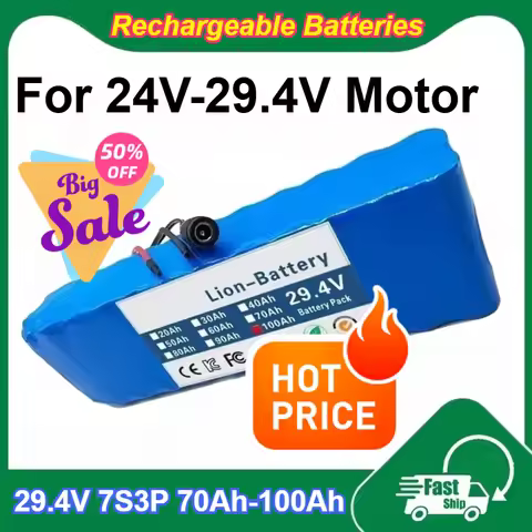18650 29.4V 7S3P 70Ah-100Ah Large Capacity Lithium Batteries Pack Built-in BMS for 24V-29.4V Motor w