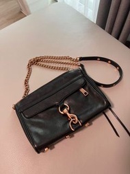 Rebecca minkoff mini MAC黑色玫瑰金鏈二手包