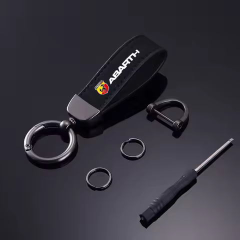 Fashion Solid Color Flip Fur Keychain Lanyard Business Gift Key Chain For Fiat Abarth 595 Abarth 500