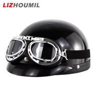 LIZHOUMIL Retro Style Sunscreen Helmet Half Helmet With Goggles For Motorcycle Electric Bike