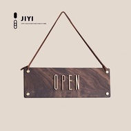 open close shop signage wood engraving premium quality business signage ready stock 营业中 双面黑 胡桃实木 店铺玻