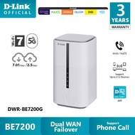 D-Link 5G NR CPE BE7200 Wi-Fi 7 Wireless 2 x 2.5 Gigabit Port with RJ 11 Vo5G/ VoLTE WiFi Router DWR