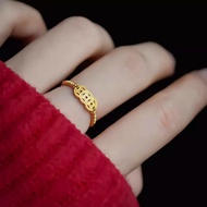 Ancient Method Sand Gold Rich in Hand Ring Female Gold-Plated Time to Run Copper Coin Ring