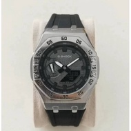 GA2100 Silver Mod Rubber Stainless Steel Bezel Watch Copy Ori 1.1