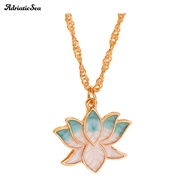 AD- Lotus Flower Necklace Enamel Lotus Necklace Elegant Lotus Flower Pendant Necklace for Women Girl