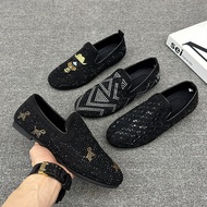 Handsome Fried Street Rhinestone Punk Men's Shoes Barber Shoes Ceremonial Nightclub Guy Peas Shoes P