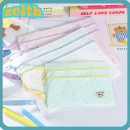 ZELTH File Bag, Three Layers A4/A5 Handbag, Multi-functional Polka Dot Design Large Capacity Exam Pa