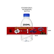 Custom Sticker mineral water (STICKER SAHAJA) | Party Theme Mineral Water Bottle Label 250ml & 500ml