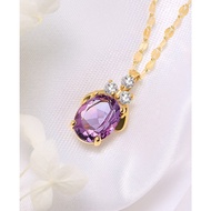 14K gold natural amethyst necklace