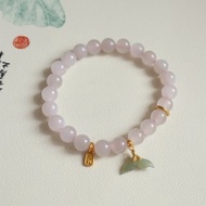 天然藕粉和田玉手鏈 冰底藕粉色玉質溫潤細晴水美人魚尾生日禮物