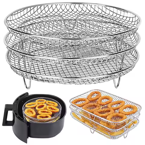 Air Fryer Universal Accessories Metal Oven Air Fryer Racks For Baking Stackable Grill Skewer Rack Fi