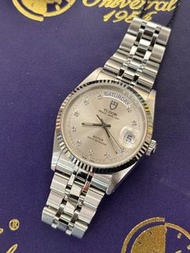 🌈🌈新返貨啦🌈🌈❤️❤️TUDOR PRINCE DATE+DAY 76214❤️❤️❤️❤️💎原裝銀面鑽石字💎🩶🧡🧡36mm 18K白金圈 全鋼款式 🧡🧡狀態一流👍🏻👍🏻VU2131（廣華街店）