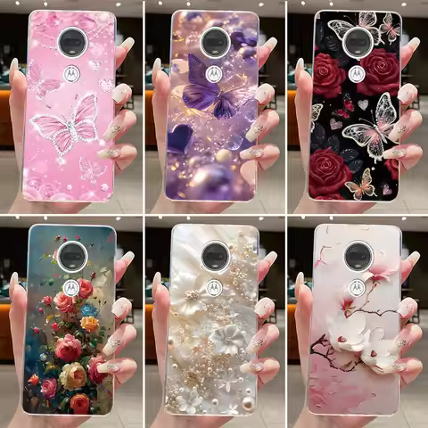 For Motorola G7 Plus G7+ Case Motorola Moto G7 Play G7 Power Casing Clear Fashion Butterfly Flower S