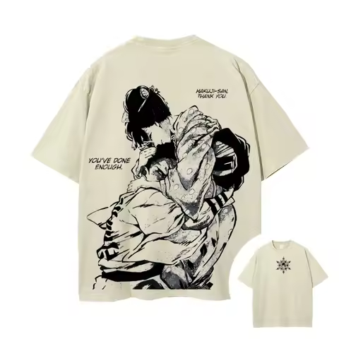 Demon Slayer Men's and Women's Washed T-Shirt Akaza Koyuki Summer Spring Anime Tee Retro Distressed 