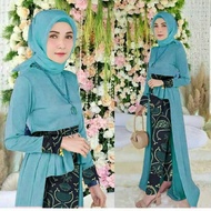 Baju Batik Busana Muslim Setelan Remaja Modern Set Riana Batik Biru