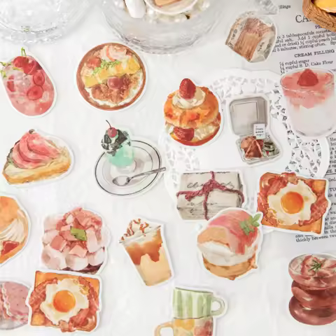 Journal GO 50pcs Coffee Dessert Weekend Coffee Shop Stickers for Collage Junk Journal Scrapbooking D