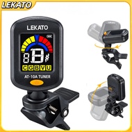 LEKATO AT-10A Rechargeable Clip-On Tuner 360° Color LCD ±0.5 Cent Precision For Guitar/Bass/Violin